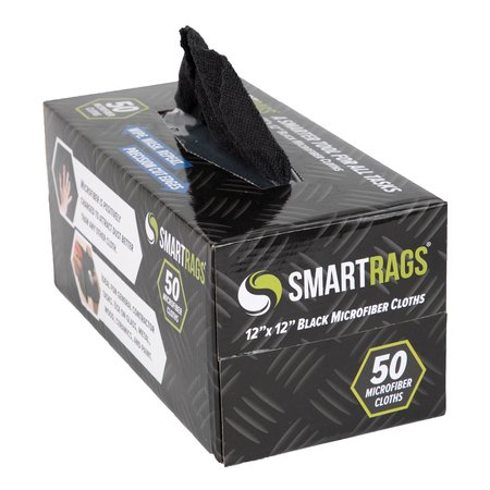 SMART RAGS Box Microfiber Rags  Black, 50PK M950BLK